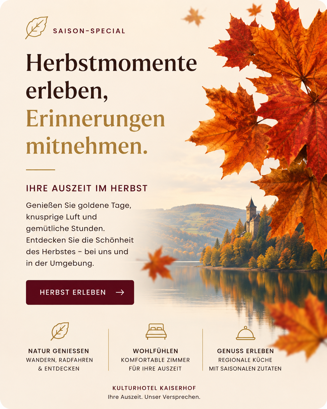 Saison-Special: Bis zu 20% Rabatt auf Ihren Aufenthalt