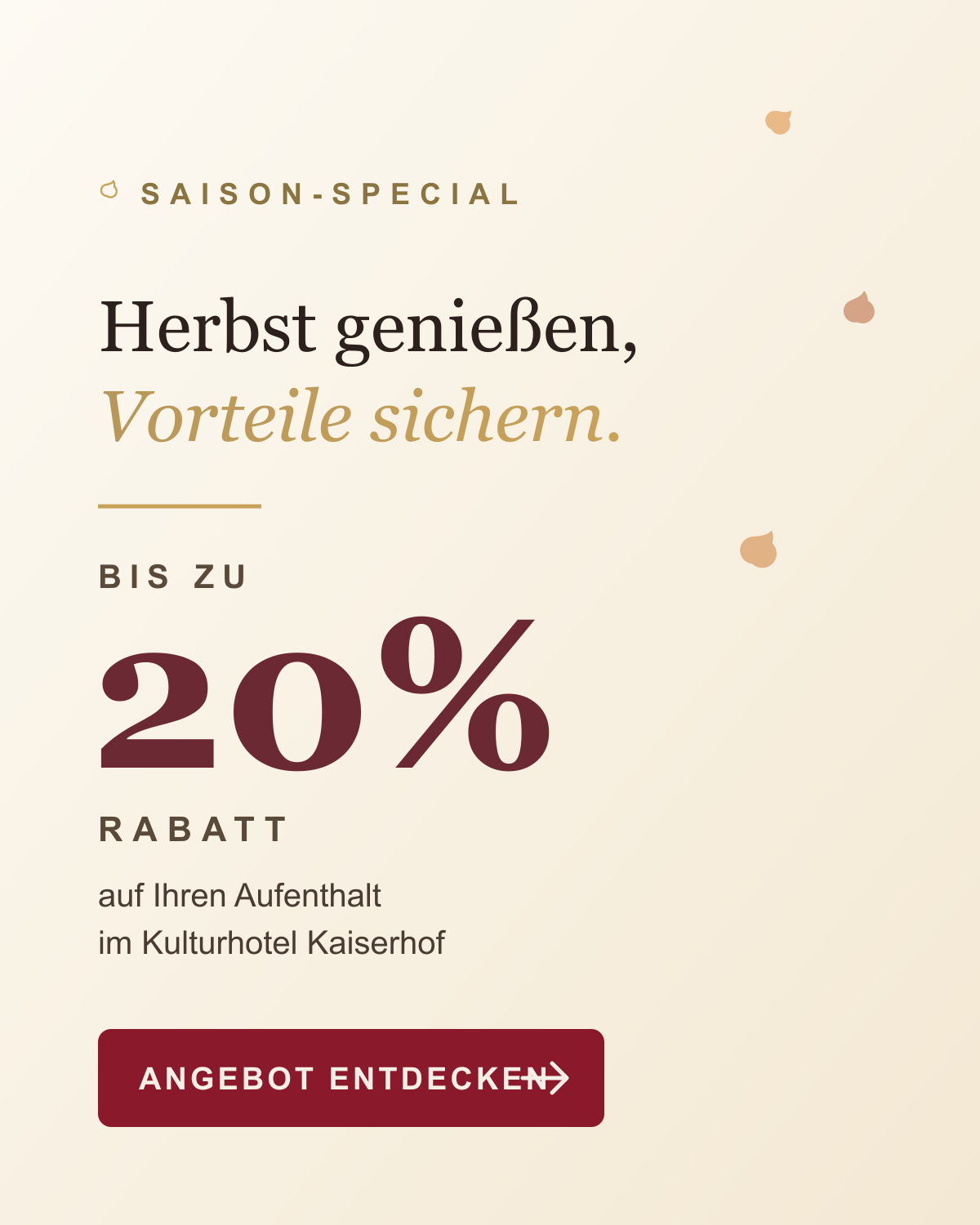Season Special: Up to 20% off your stay